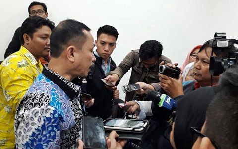 KOMNAS HAM: Ketua Komnas HAM Taufan Ahmad Damanik tengah memberikan keterangan pers pada Kamis (10/1) di aula Media Center Komnas  HAM, Jakarta. [Foto: BU]