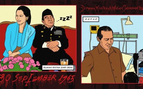 Malam 30 September 1965: Sukarno di rumah Dewi; Soeharto menunggu anaknya yang sakit di RSPAD, lalu pulang ke rumahnya. tirto.id/Deadnauval